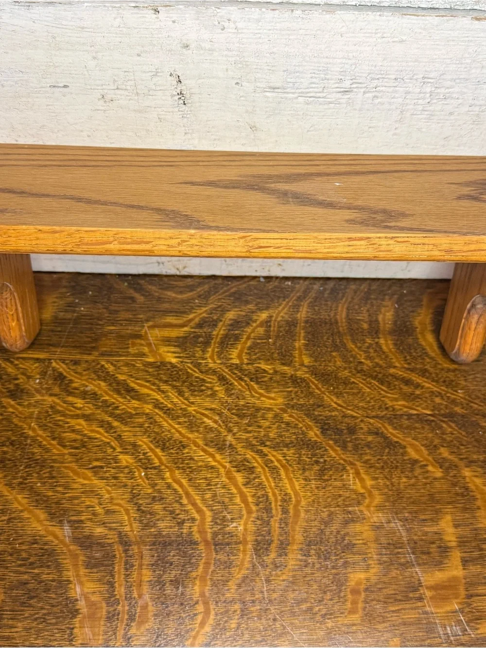 Vintage Oak Wall Shelf Farmhouse Display Ledge Rustic Country Decor, Scallop Bra